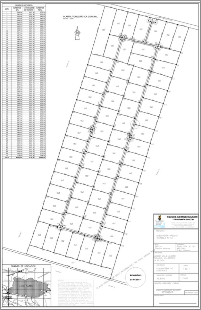 Planos Venta Parcela N 65 en Loteo de parcelas del Arrayan